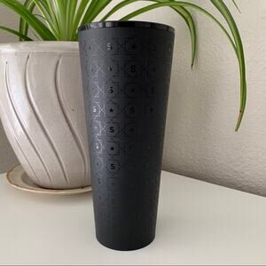 Starbucks Fall 2017 Matte Black Geometric Print Cold Cup Tumbler 24oz CUP ONLY